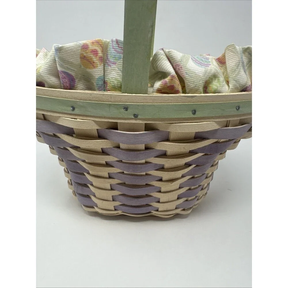 Longaberger 2004 Whitewash Easter Basket + Protector Set, Liner, Bunny Tie On